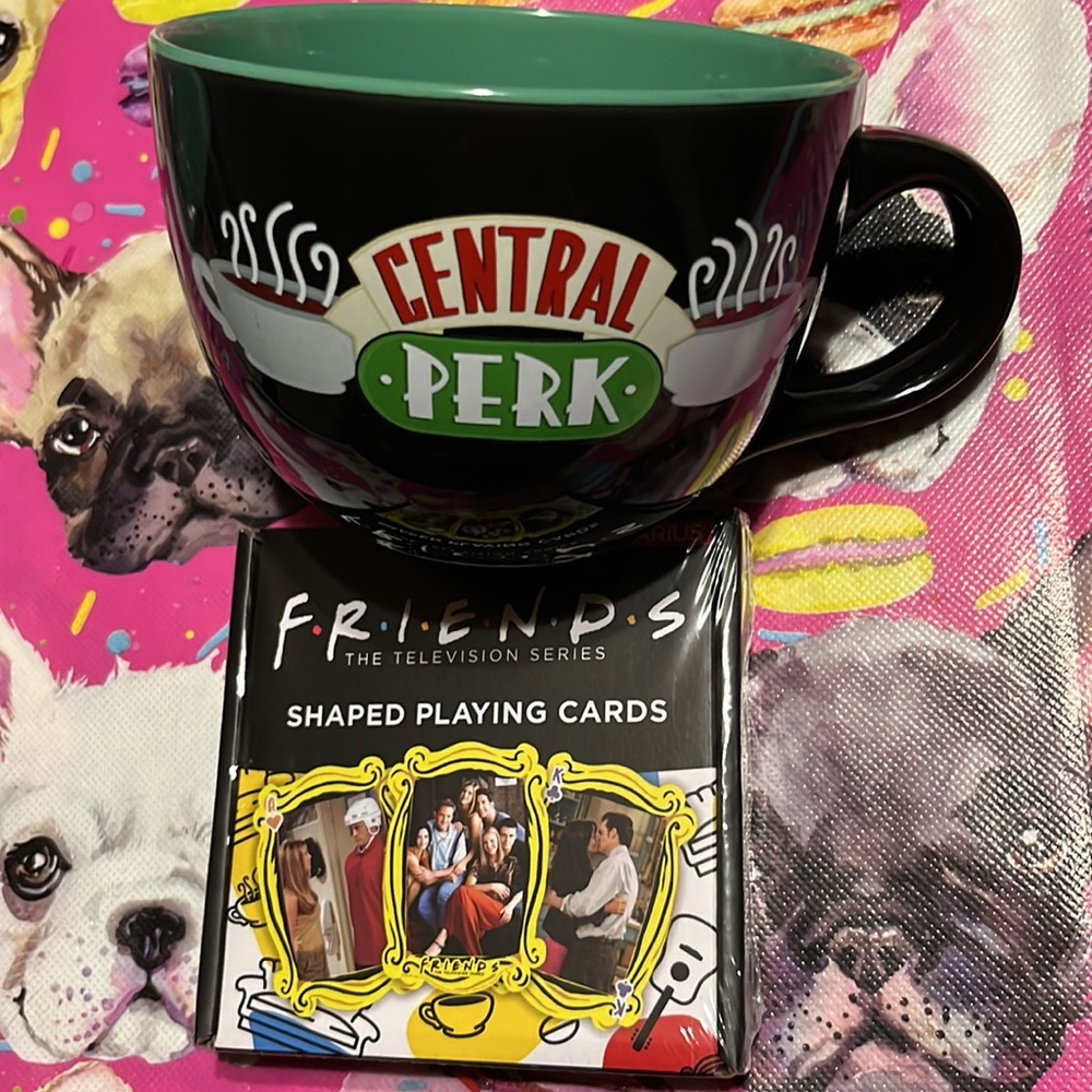 FRIENDS The TV Series Shaped Playing Cards & Central Perk Coffee/Soup Mug Bundle